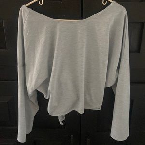 Open Back Long Sleeve Grey Blouse